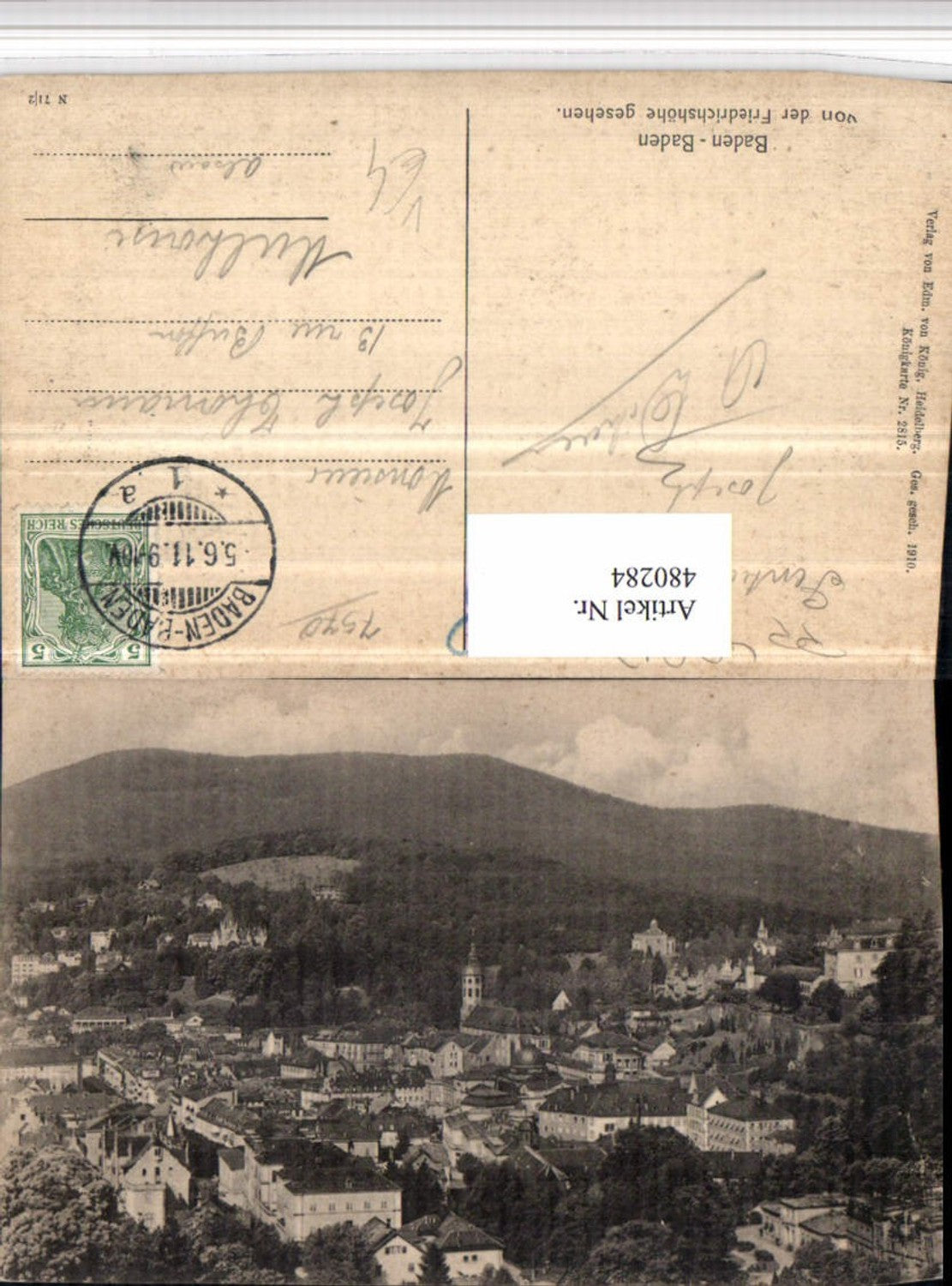 480284,Baden-Baden Totale von d. Friedrichshöhe pub Edm. v. König 2815