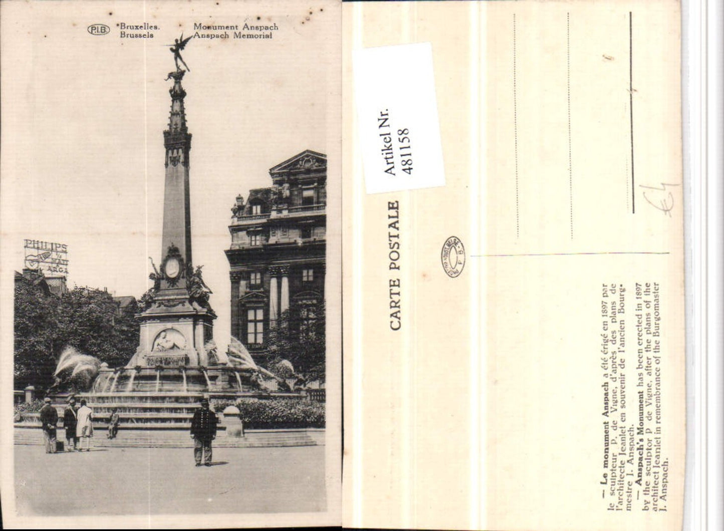 481158,Belgium Bruxelles Brüssel Monument Anspach Brunnen
