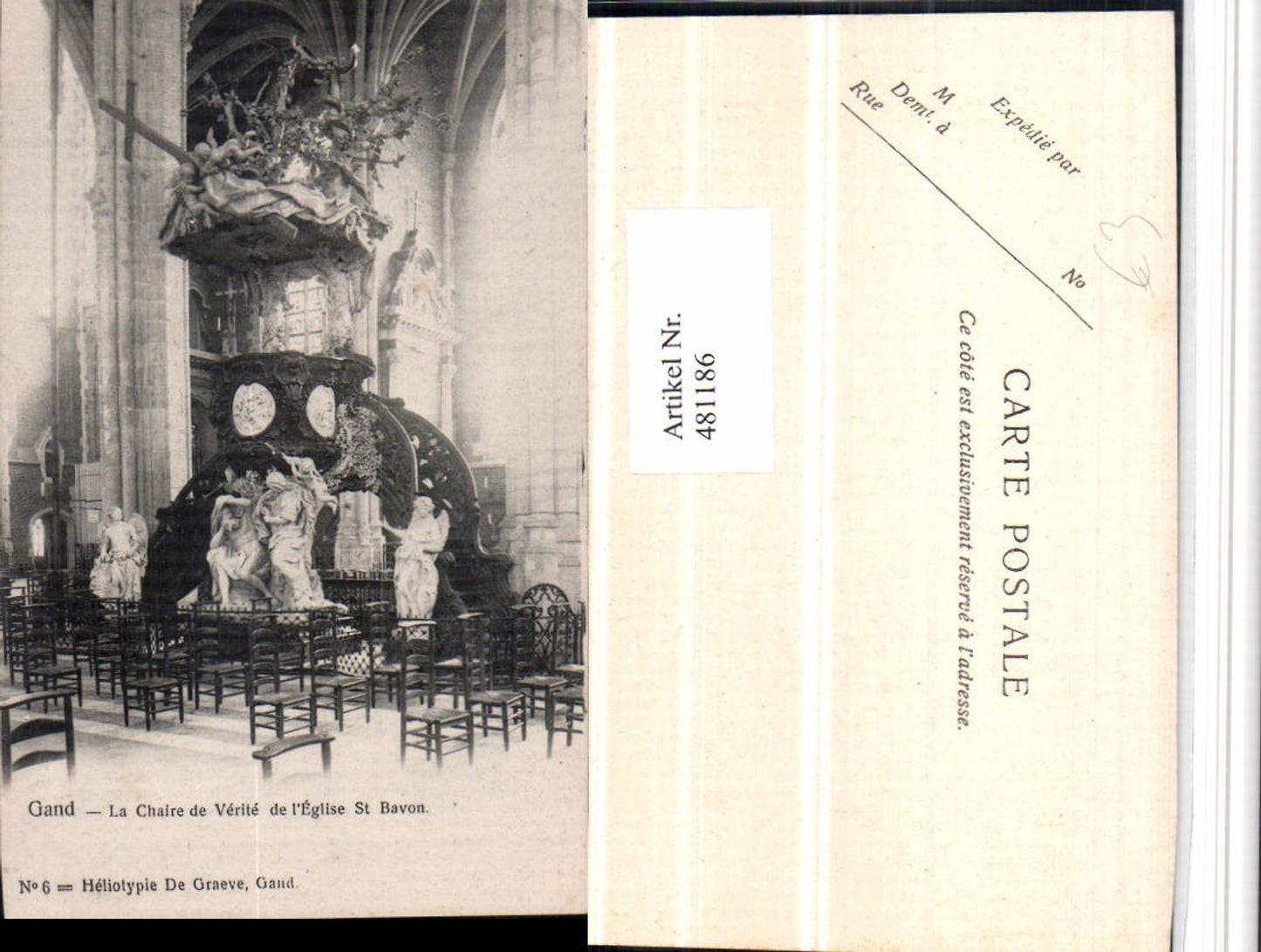 481186,Belgium Gand Gent Chaire de Verite de Eglise St. Bavon Kanzel