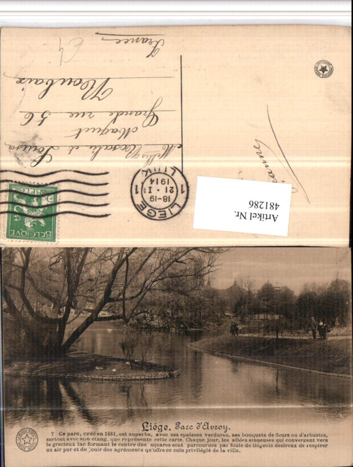 481286,Belgium Liege Lüttich Parc Avroy Park Teich