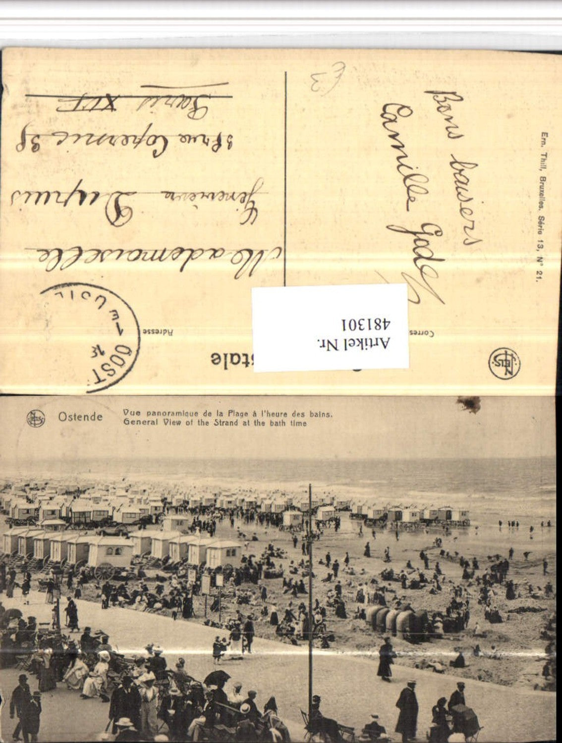 481301,Belgium Ostende Vue panoramique de la Plage Strand Strandleben
