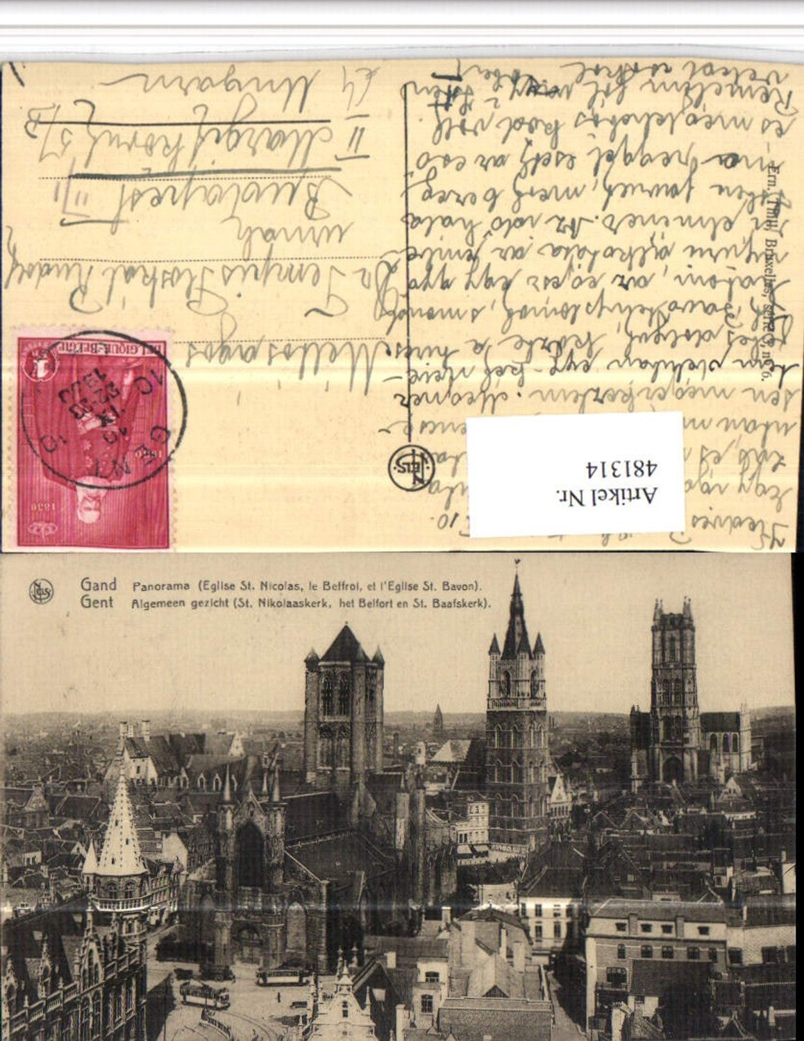 481314,Belgium Gand Gent Panorama Eglise St. Nicolas Beffroi Kirche