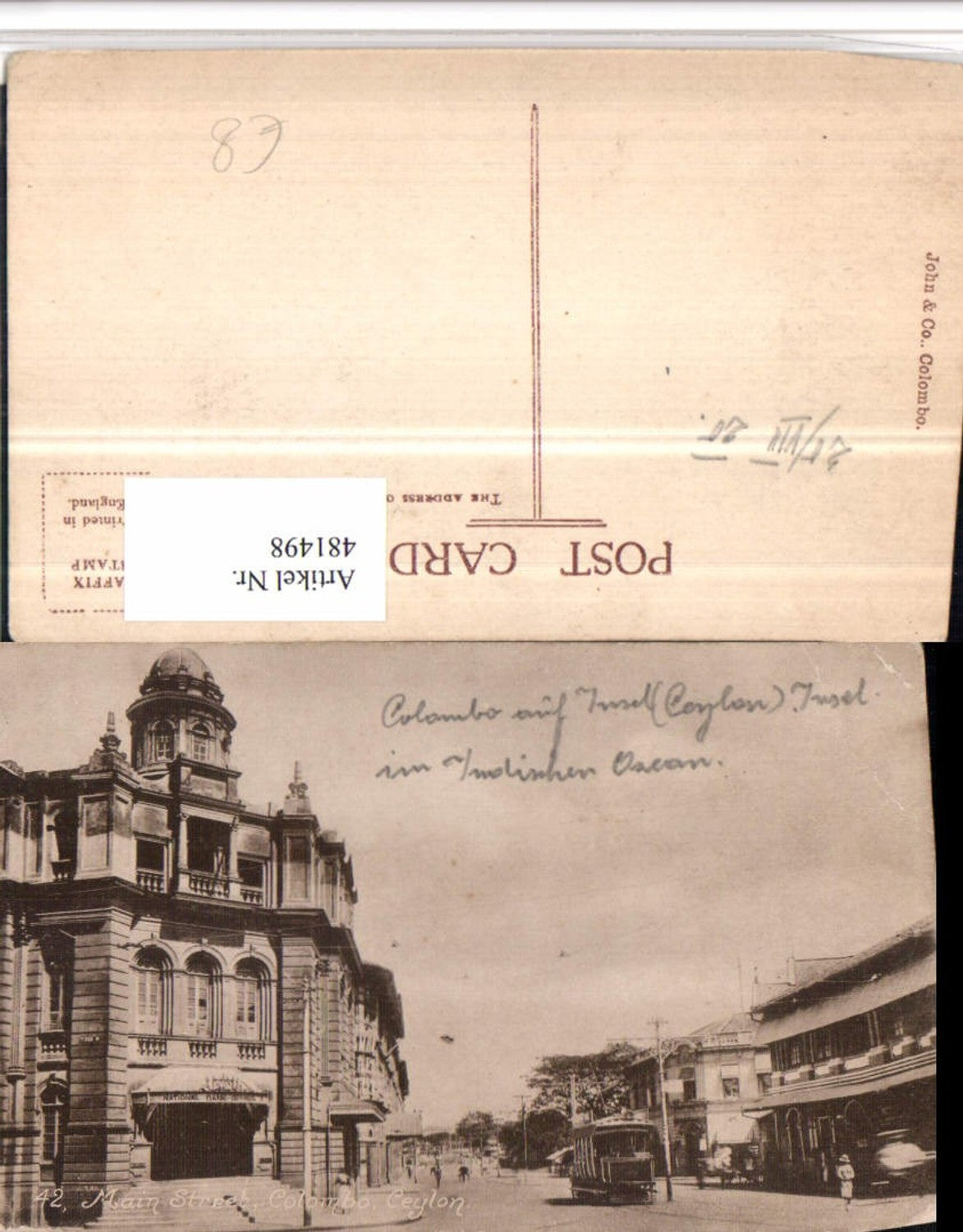 481498,Ceylon Colombo Main Street Straßenansicht Straßenbahn