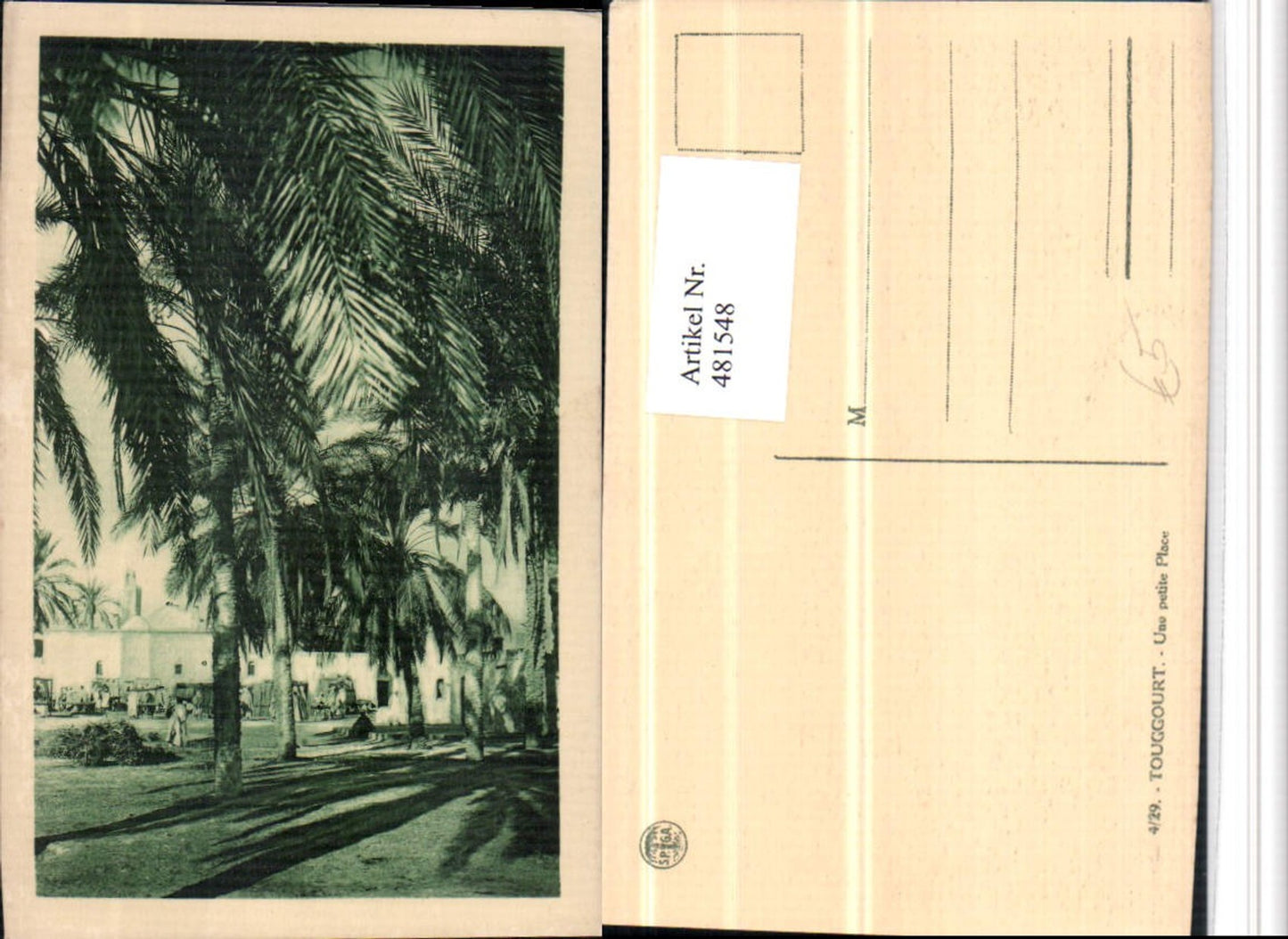 481548,Algeria Touggourt Une petite Place Platz Palmen