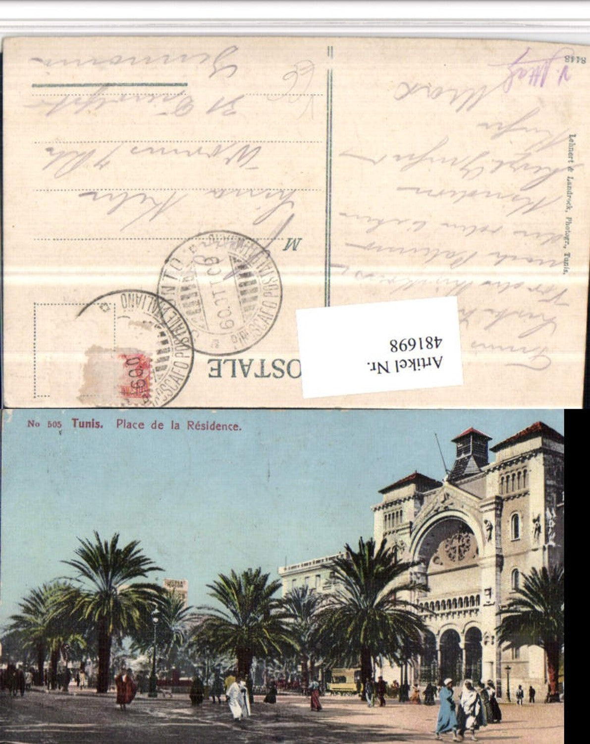 481698,Tunisia Tunis Place de la Residence Palmen pub Lehnert & Landrock