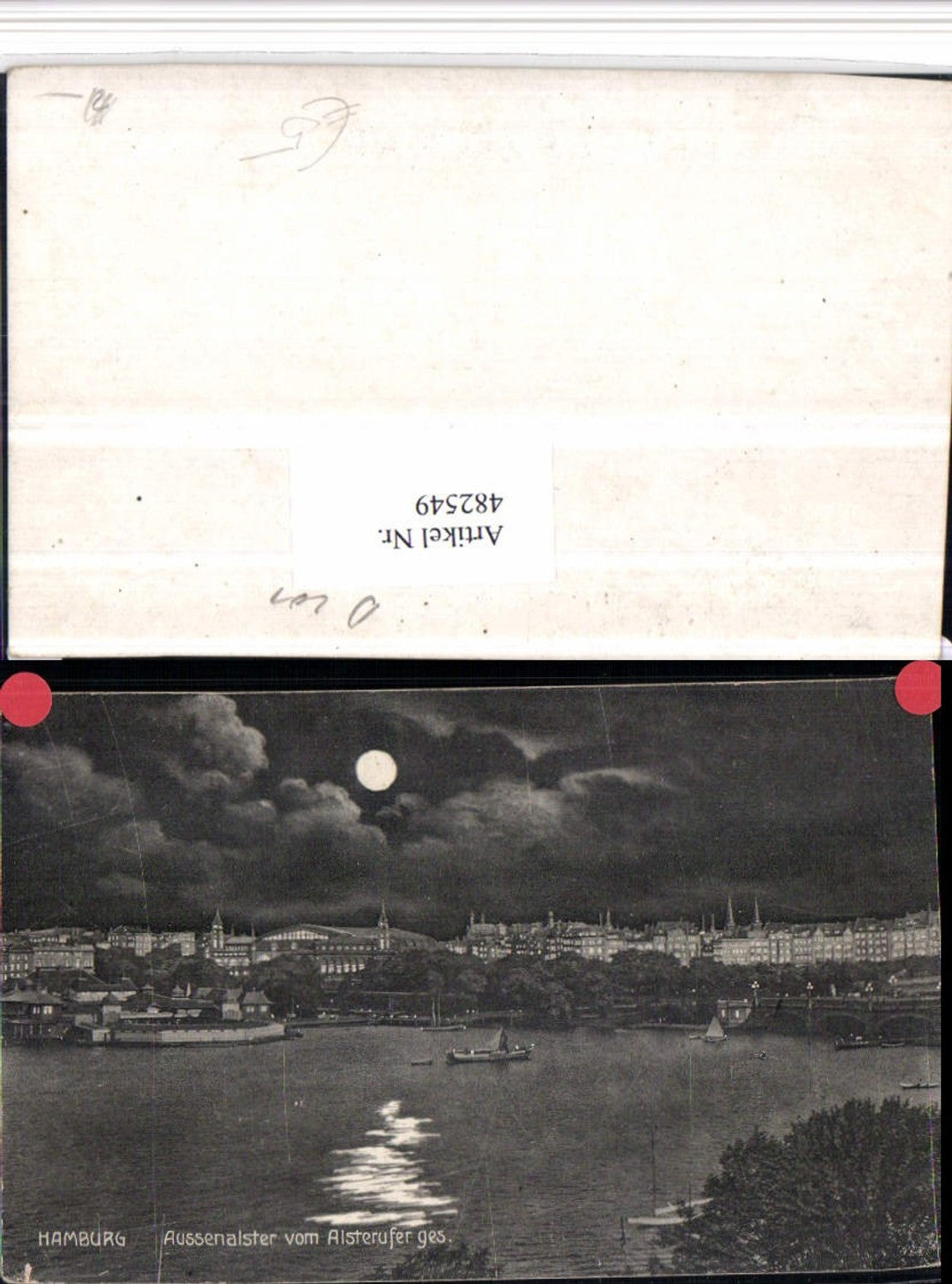 482549,Hamburg Außenalster vom Alsterufer Mondschein Mond
