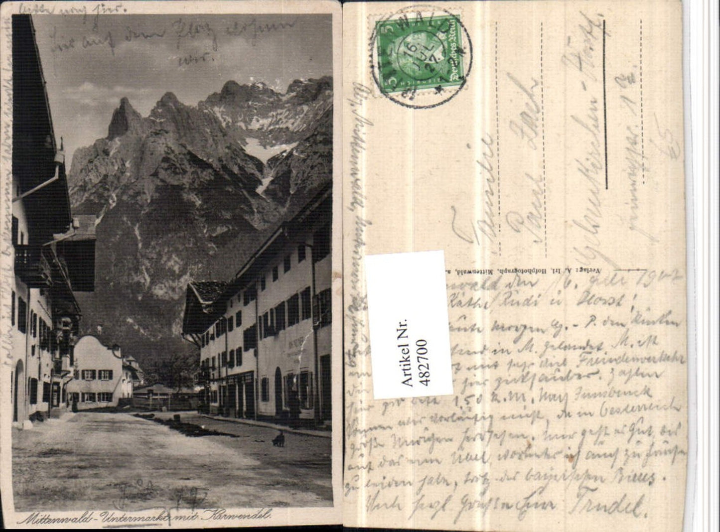 482700, Mittenwald Untermarkt with Karwendel mountain scenery