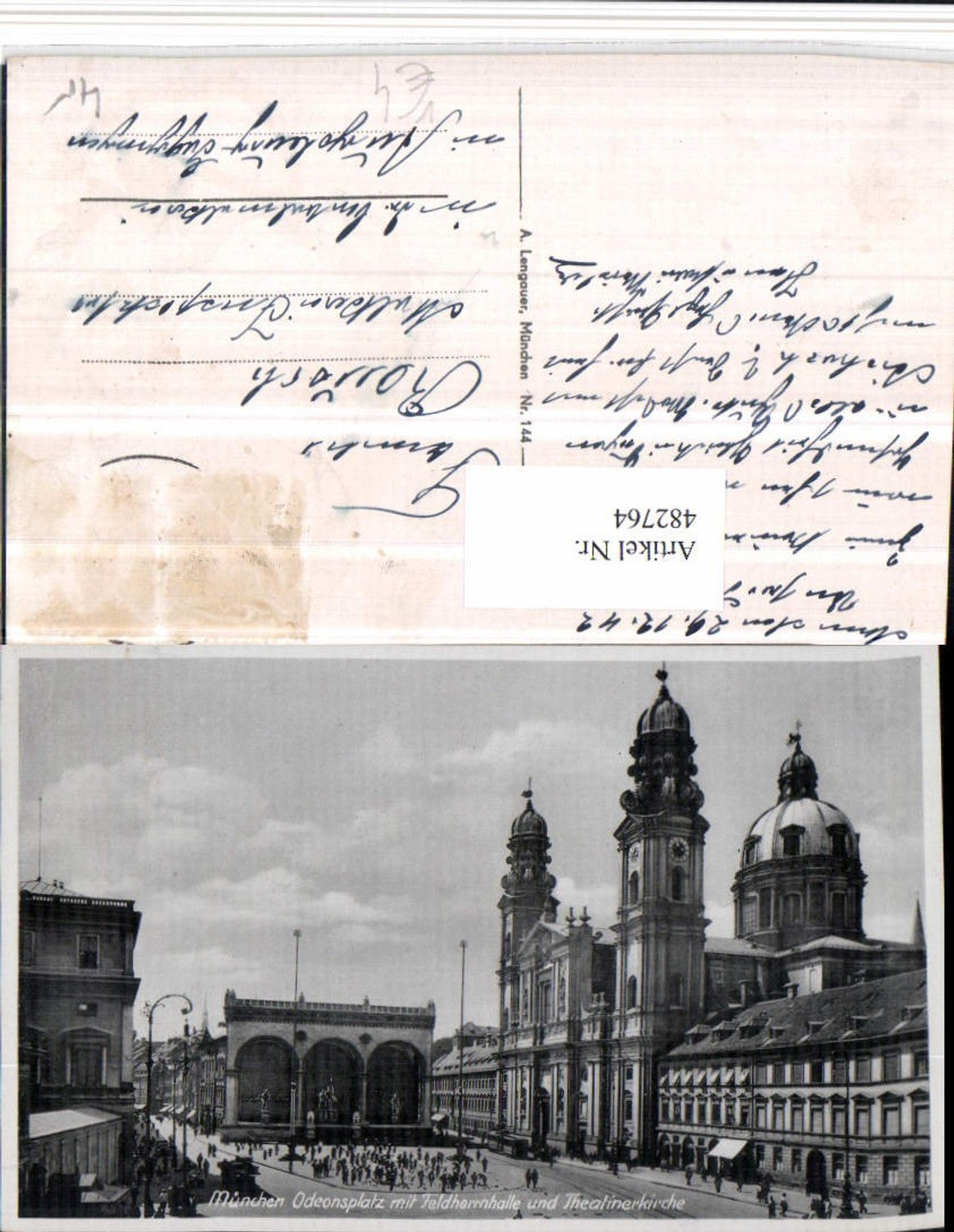 482764,München Odeonsplatz Feldherrenhalle u. Theatinerkirche pub A. Lengauer 144
