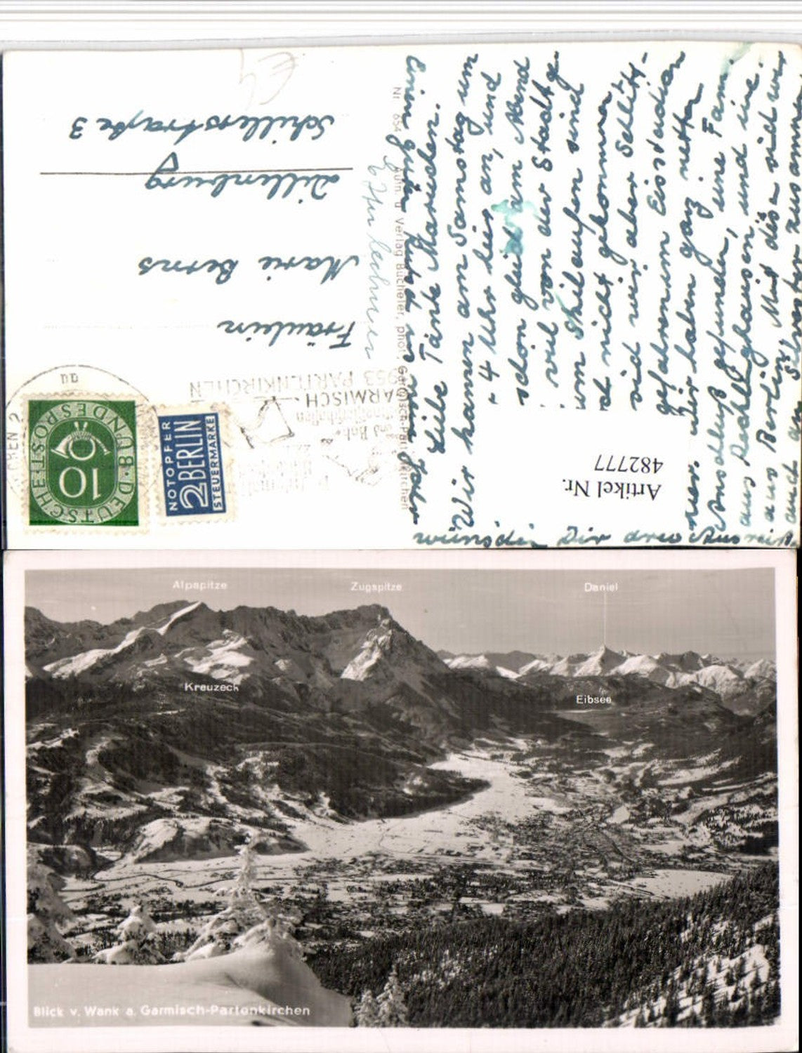 482777,Blick v. Wank auf Garmisch-Partenkirchen Totale Bergkulisse