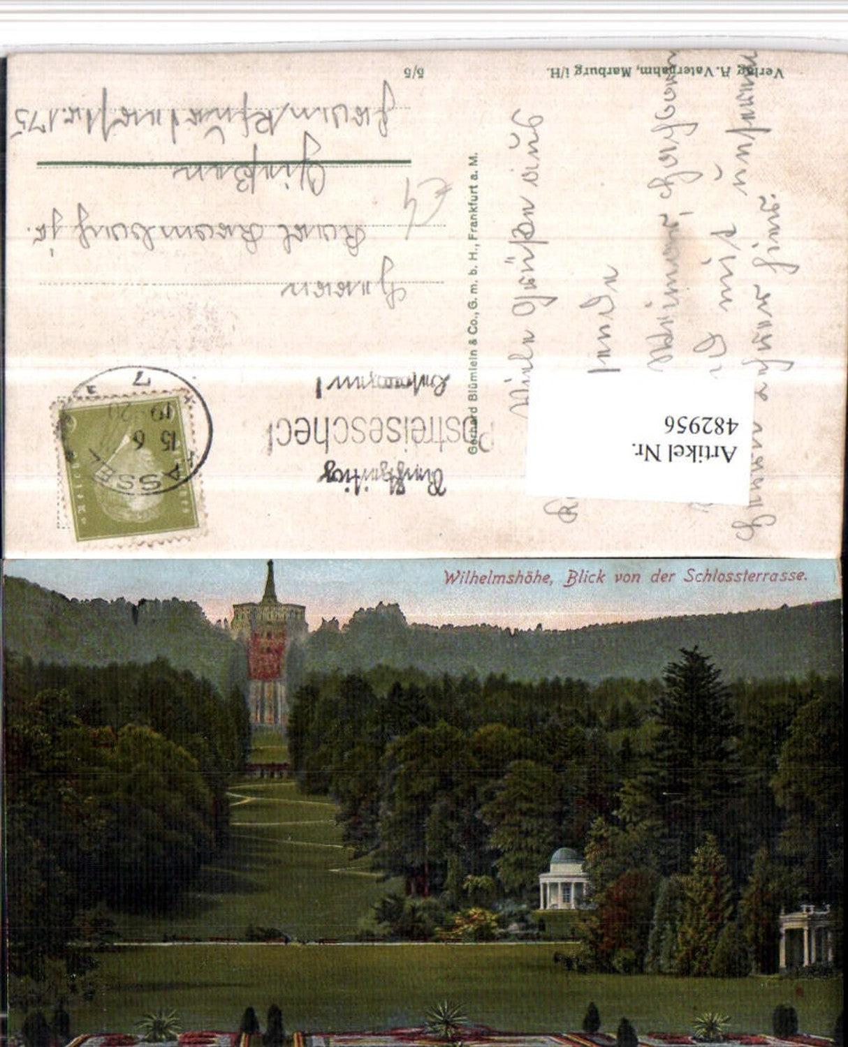 482956,Kassel Wilhelmshöhe Blick von d. Schlossterrasse