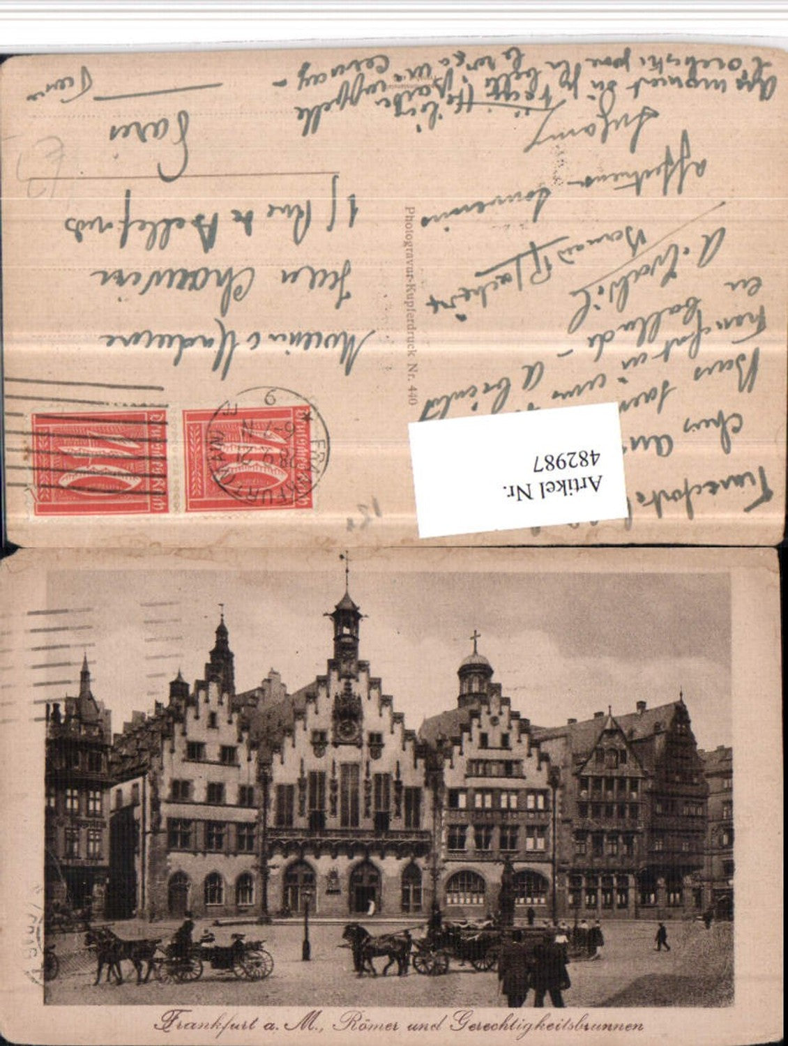 482987,Frankfurt am Main Römer u. Gerechtigkeitsbrunnen Brunnen