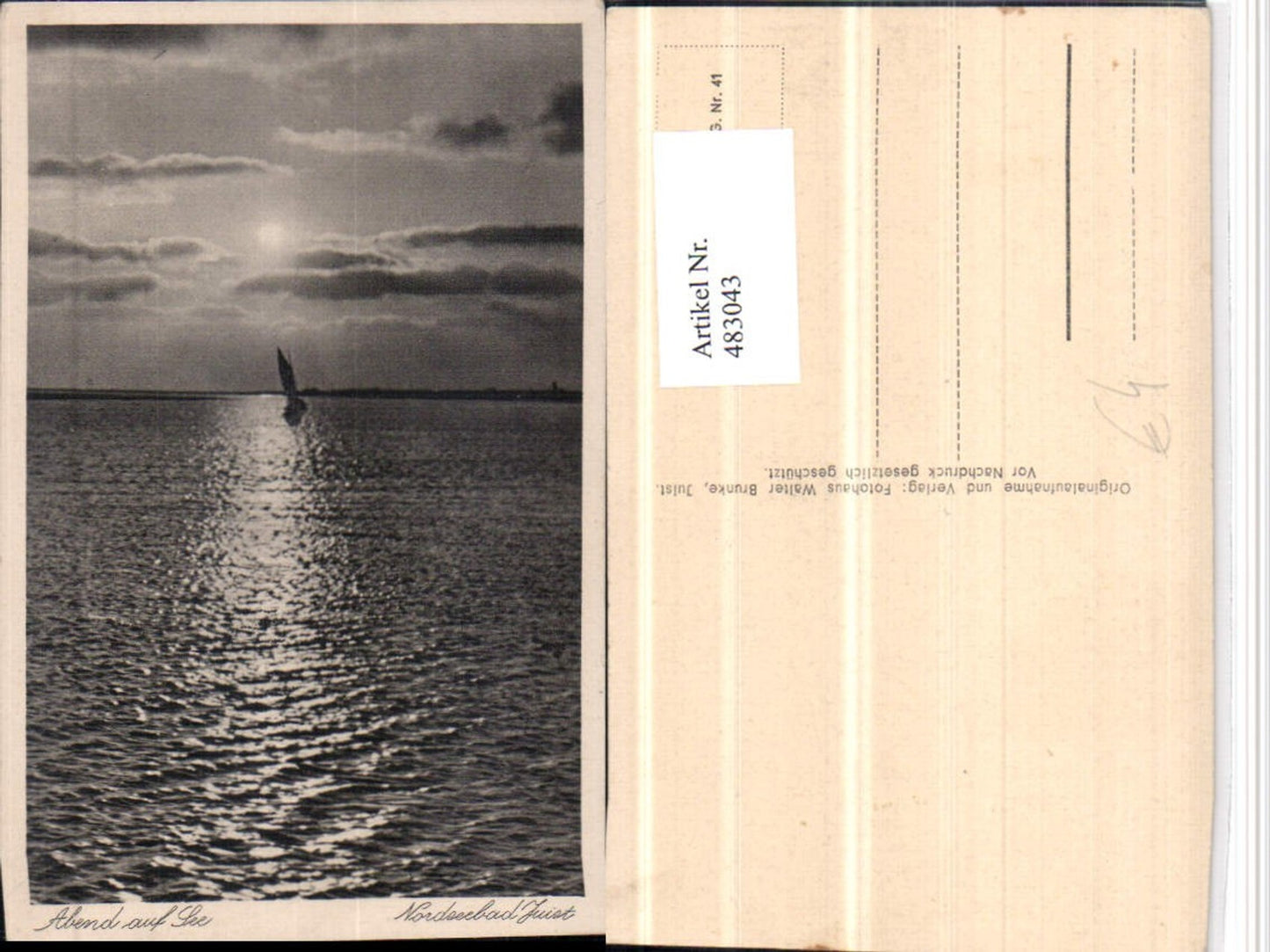 483043,Nordseebad Juist Abend auf See Segelboot