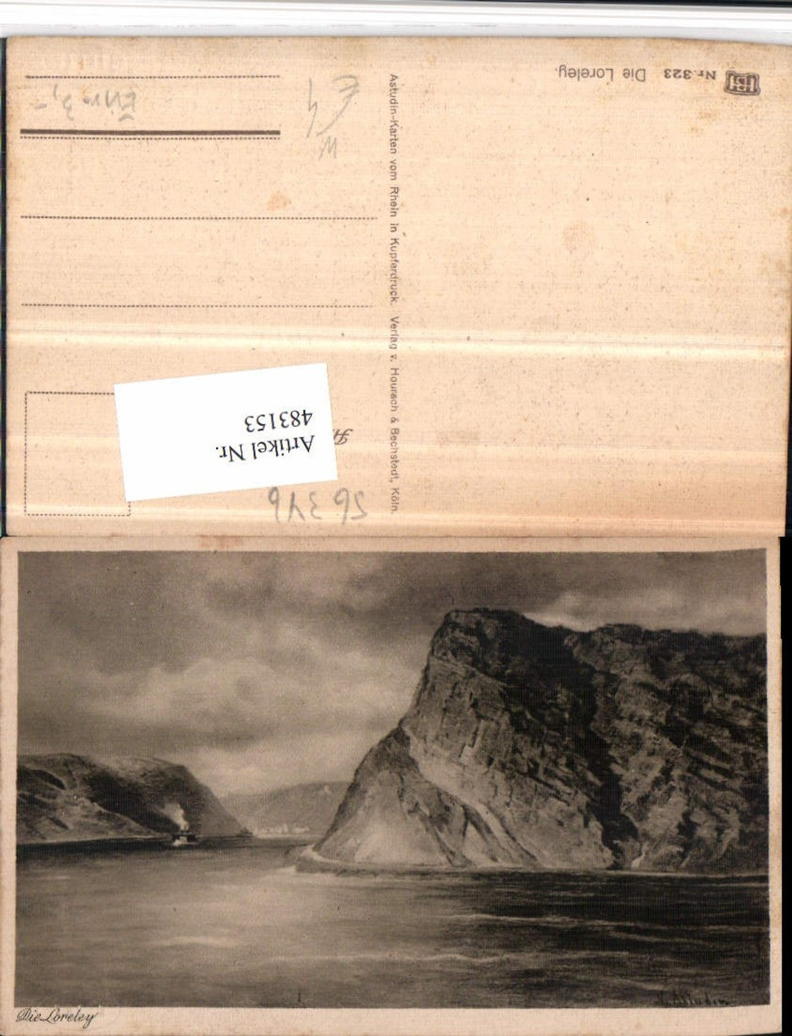 483153,Künstler AK N. Astudin Loreley Felsen b. St. Goarshausen
