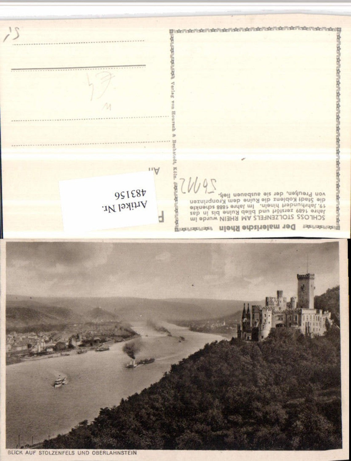 483156,Koblenz am Rhein Schloss Stolzenfels m. Oberlahnstein