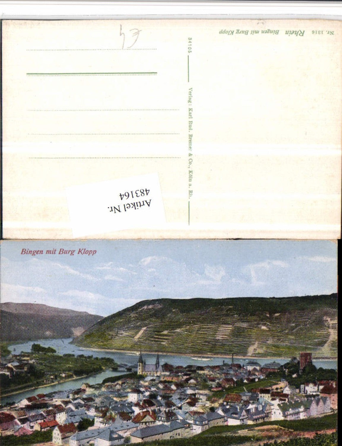 483164,Bingen am Rhein Totale m. Burg Klopp