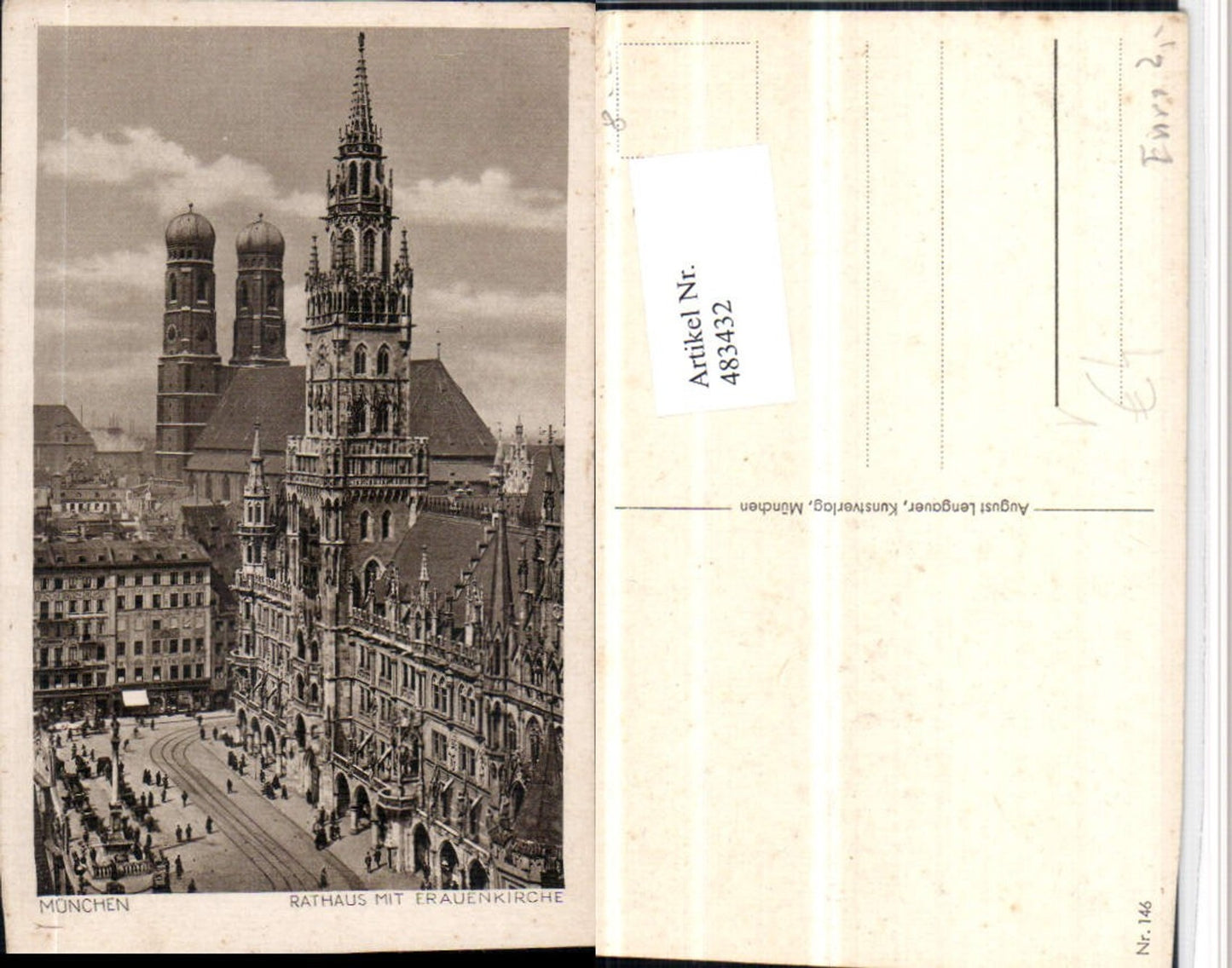 483432,München Rathaus m. Frauenkirche Kirche pub August Lengauer 146