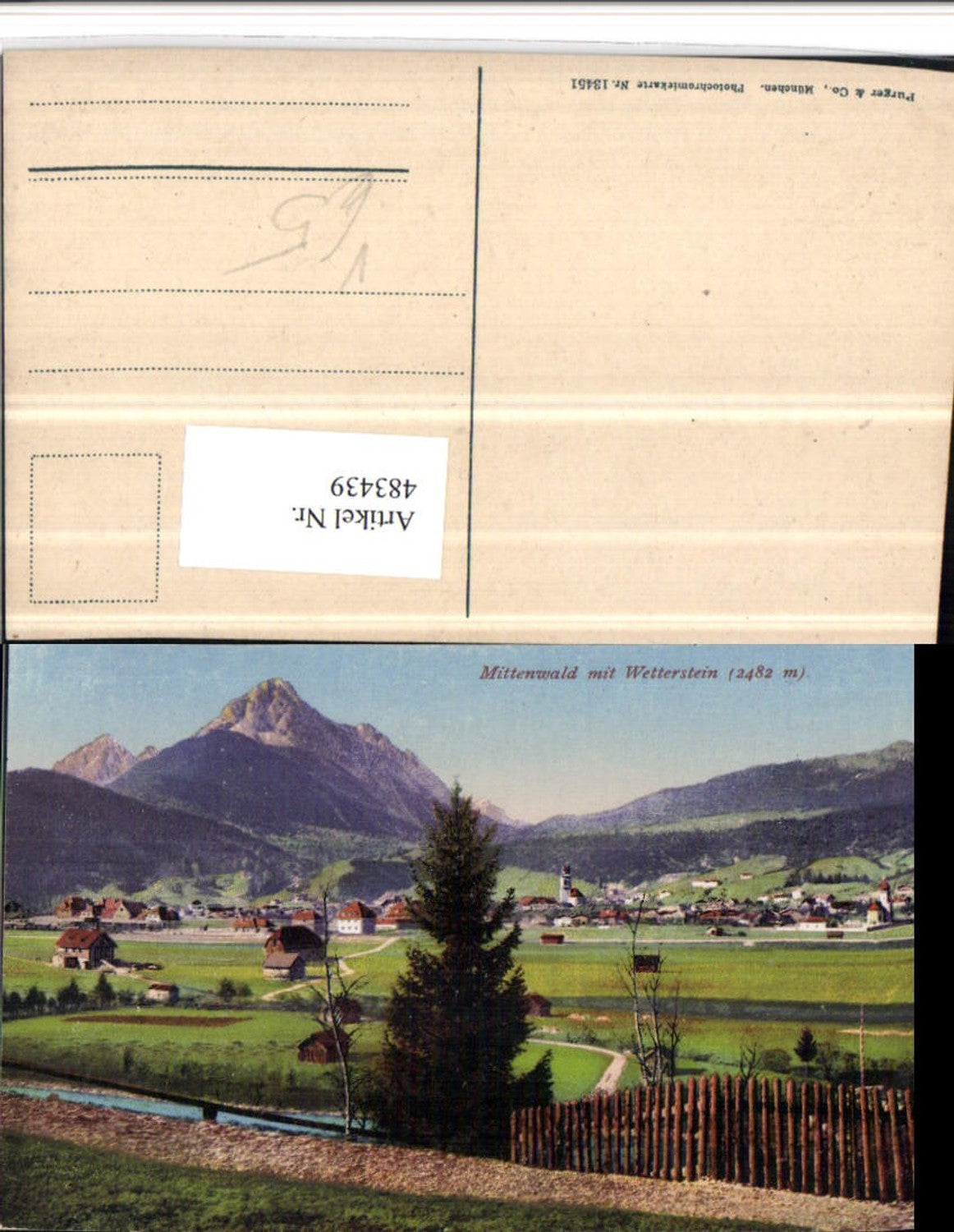 483439,Mittenwald Totale m. Wetterstein Bergkulisse pub Purger & Co 13451