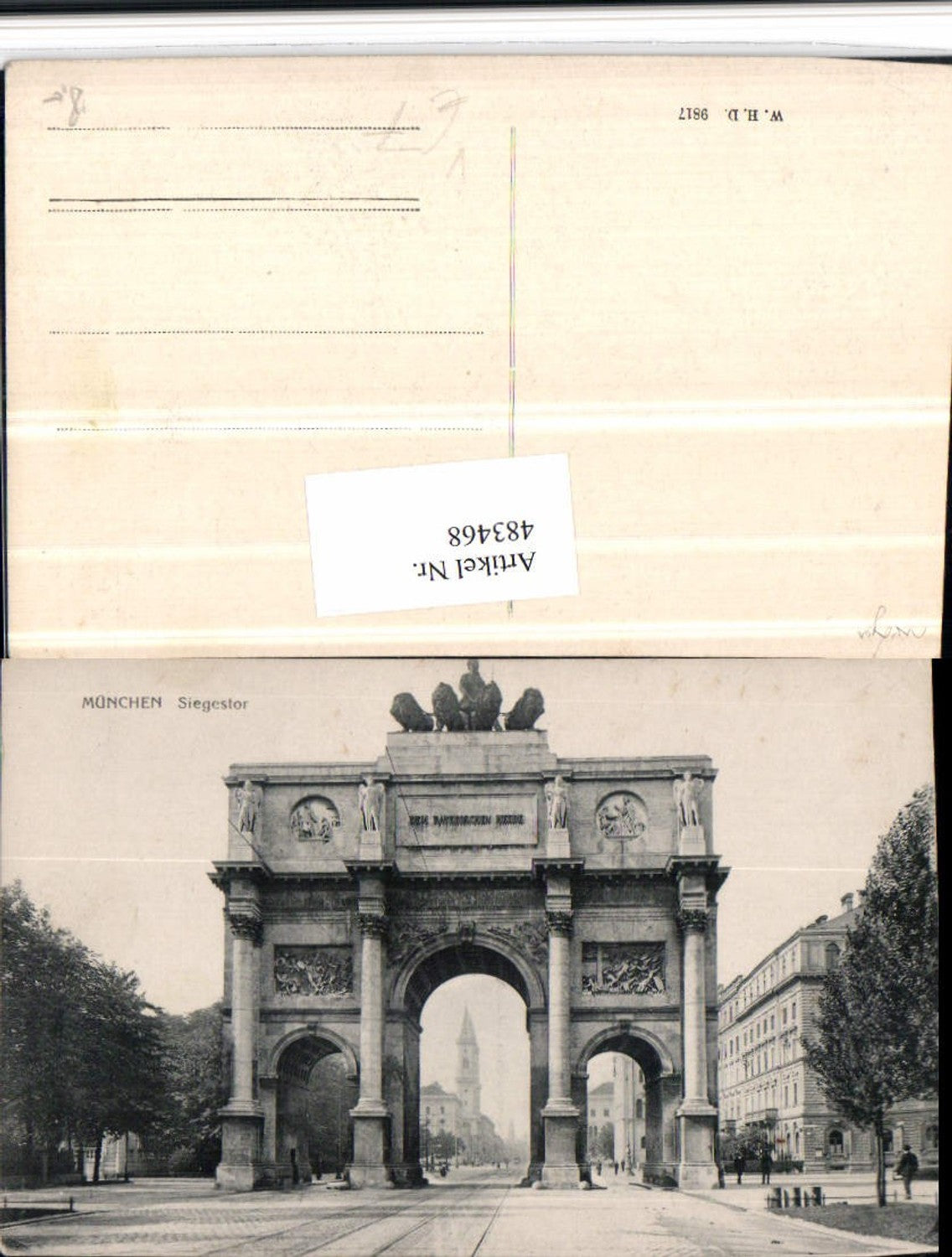 483468,München Siegestor Tor Straßenansicht pub W.H.D. 9817