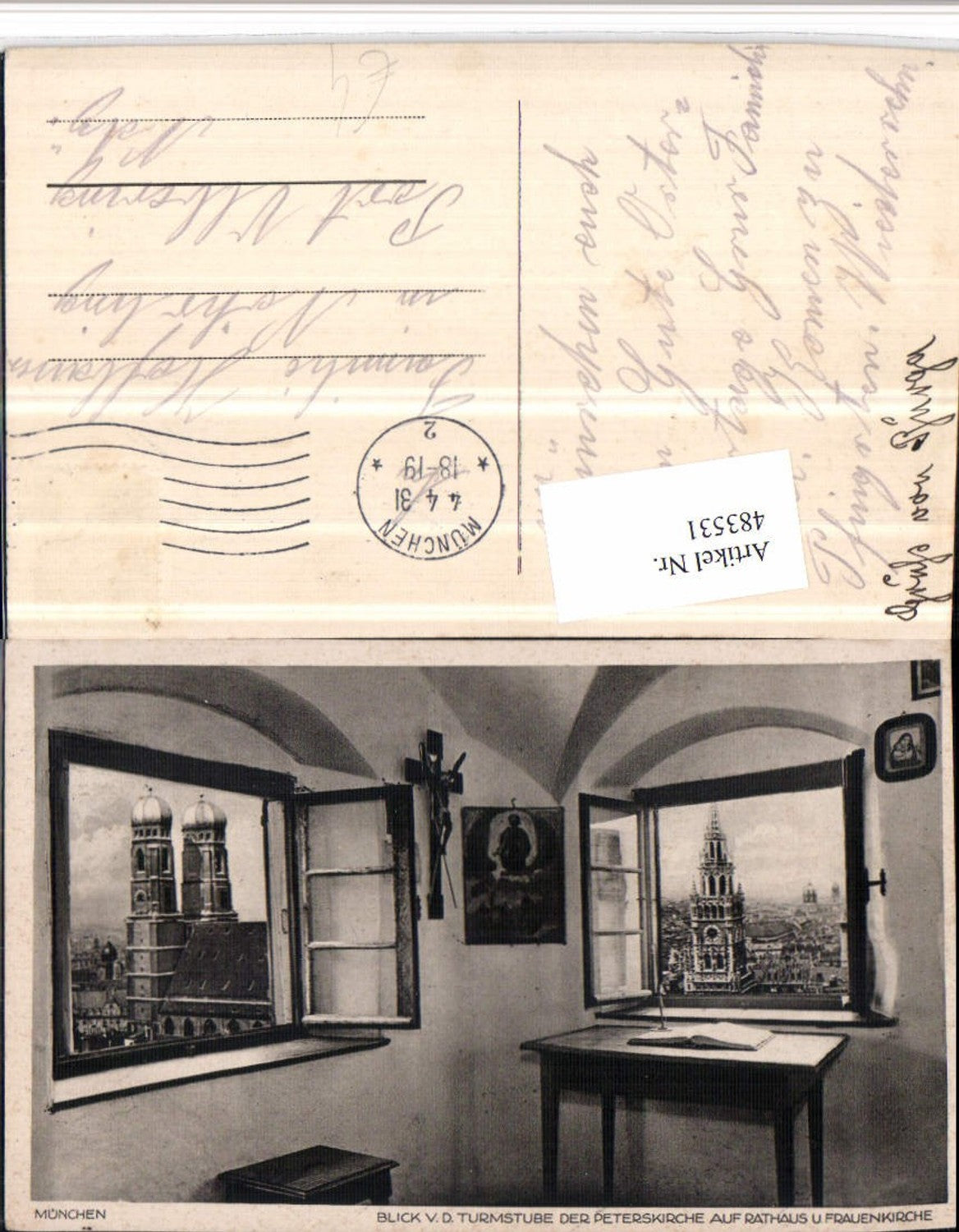 483531,München Blick von d. Stube Peterskirche m. Rathaus u. Frauenkirche