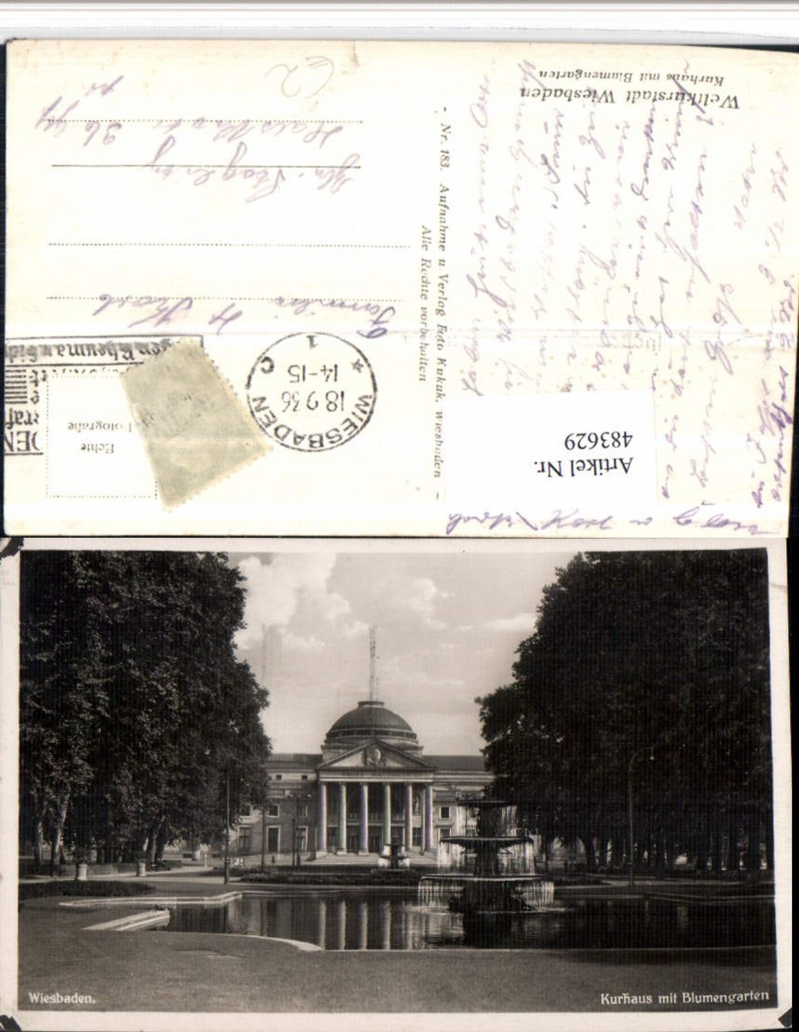 483629,Wiesbaden Kurhaus m. Blumengarten Brunnen