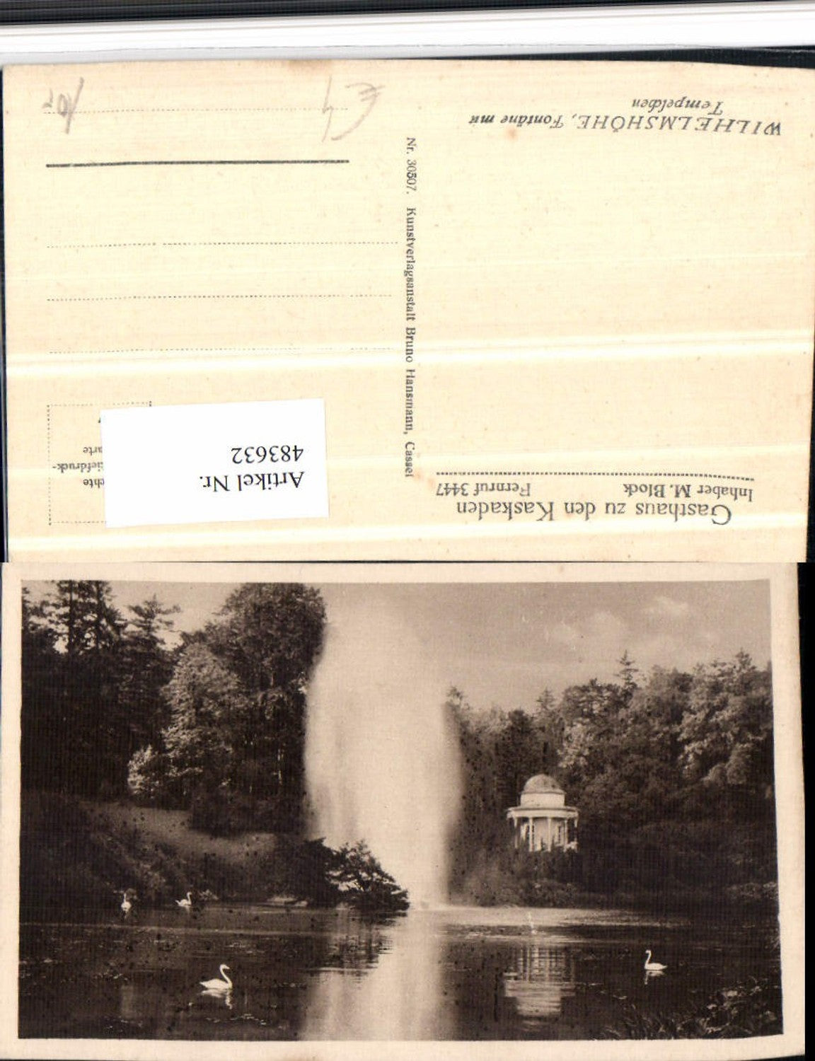 483632,Kassel Wilhelmshöhe Fontäne m. Tempelchen