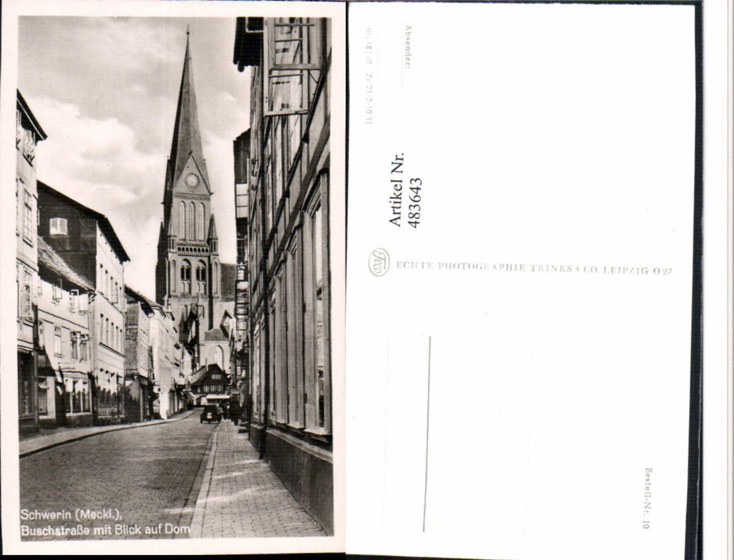 483643,Schwerin Buschstraße m. Blick auf Dom Kirche