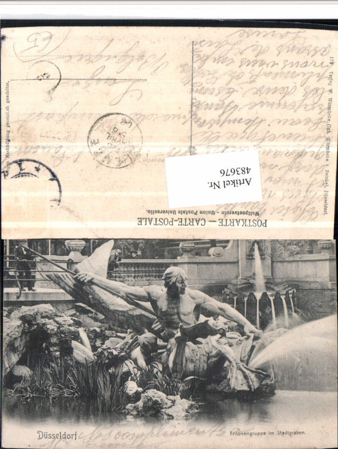 483676,Düsseldorf Tritonengruppe im Stadtgraben Statue