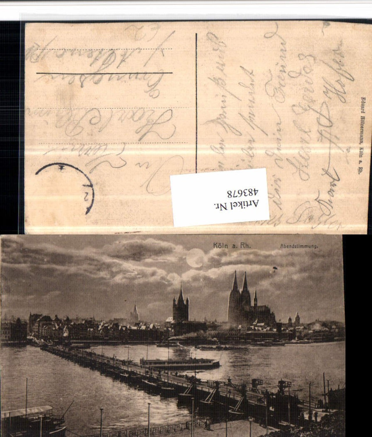 483678,Köln am Rhein Teilansicht Abendstimmung Brücke