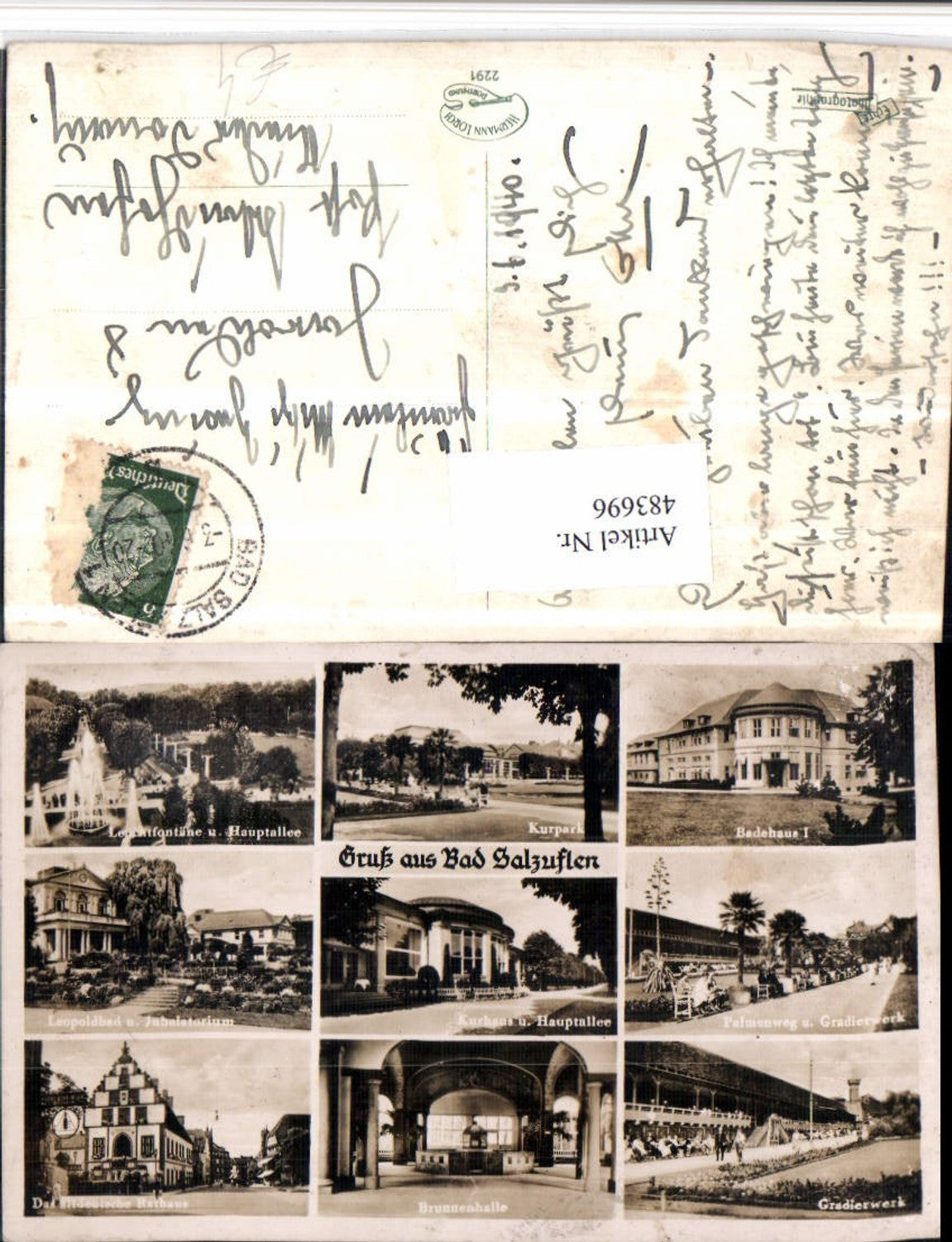 483696,Bad Salzuflen Kurpark Badehaus Gradierwerk Mehrbildkarte