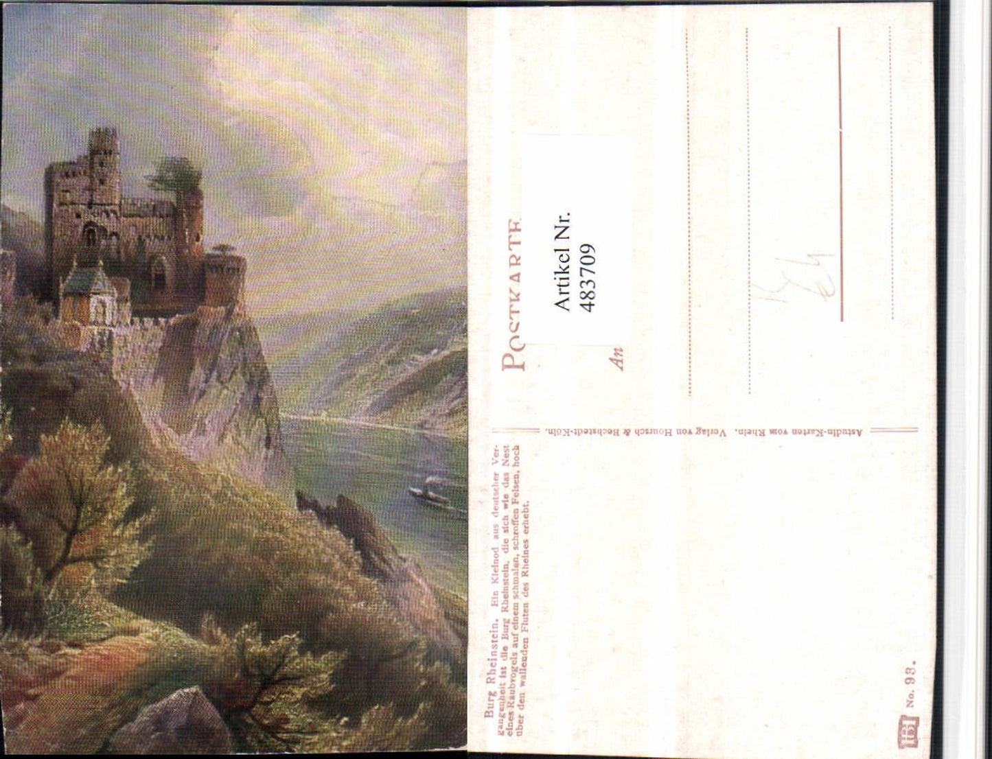 483709,Künstler AK Astudin Burg Rheinstein b. Trechtingshausen
