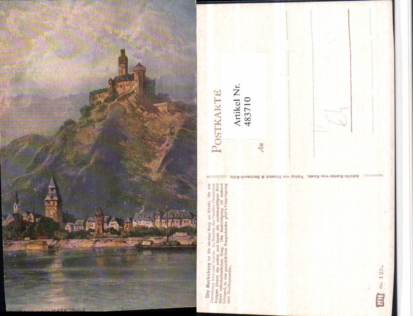 483710,Künstler AK Astudin Braubach m. Marksburg Burg