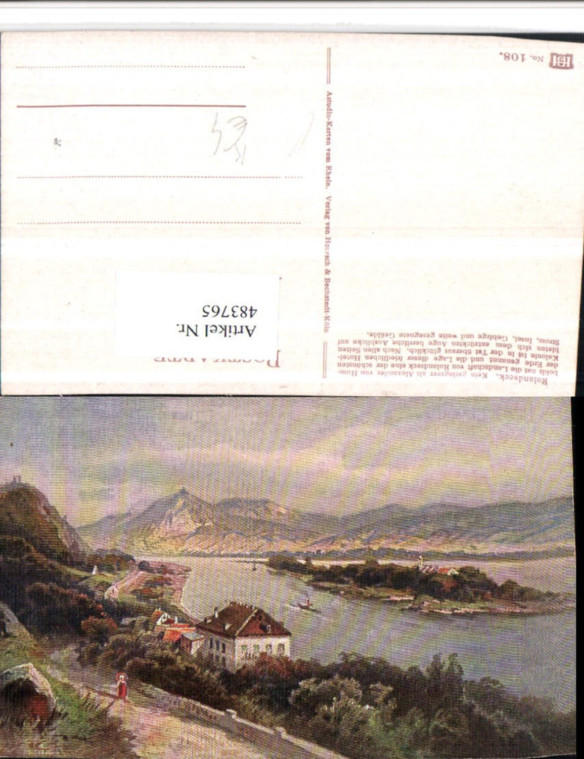 483765,Künstler AK Astudin Rolandseck Insel Bergkulisse