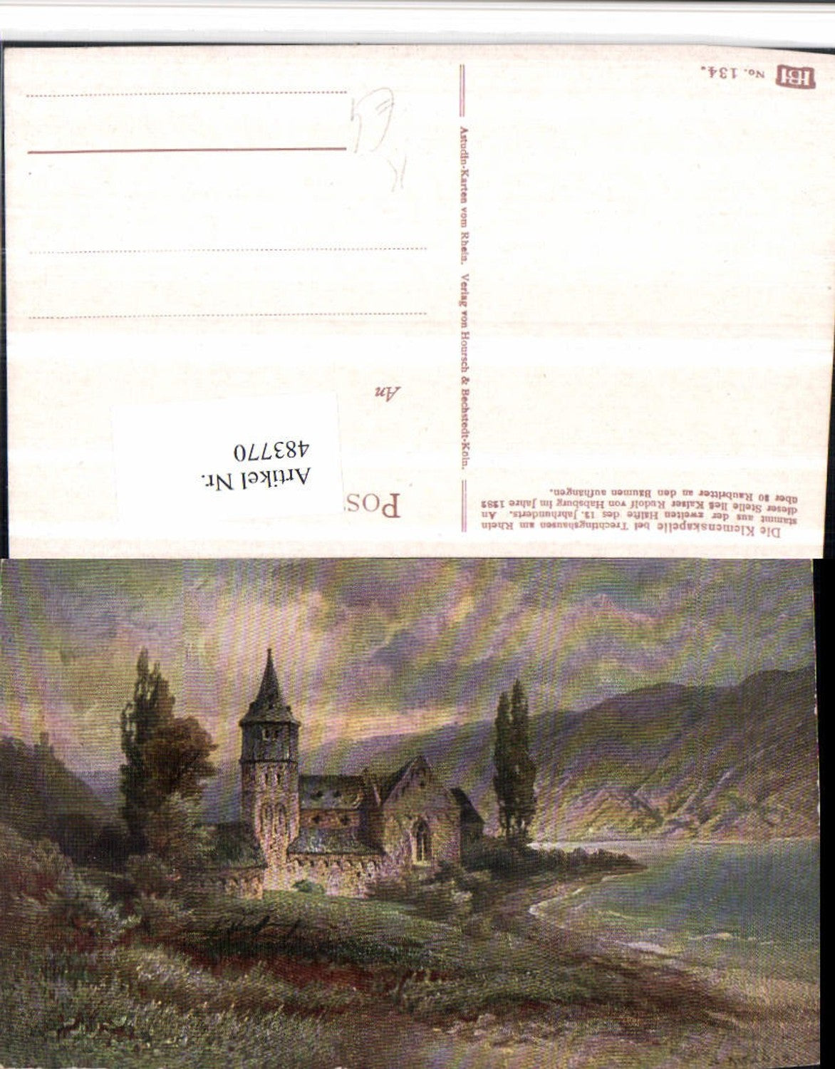 483770,Künstler AK Astudin Klemenskapelle b. Trechtingshausen am Rhein