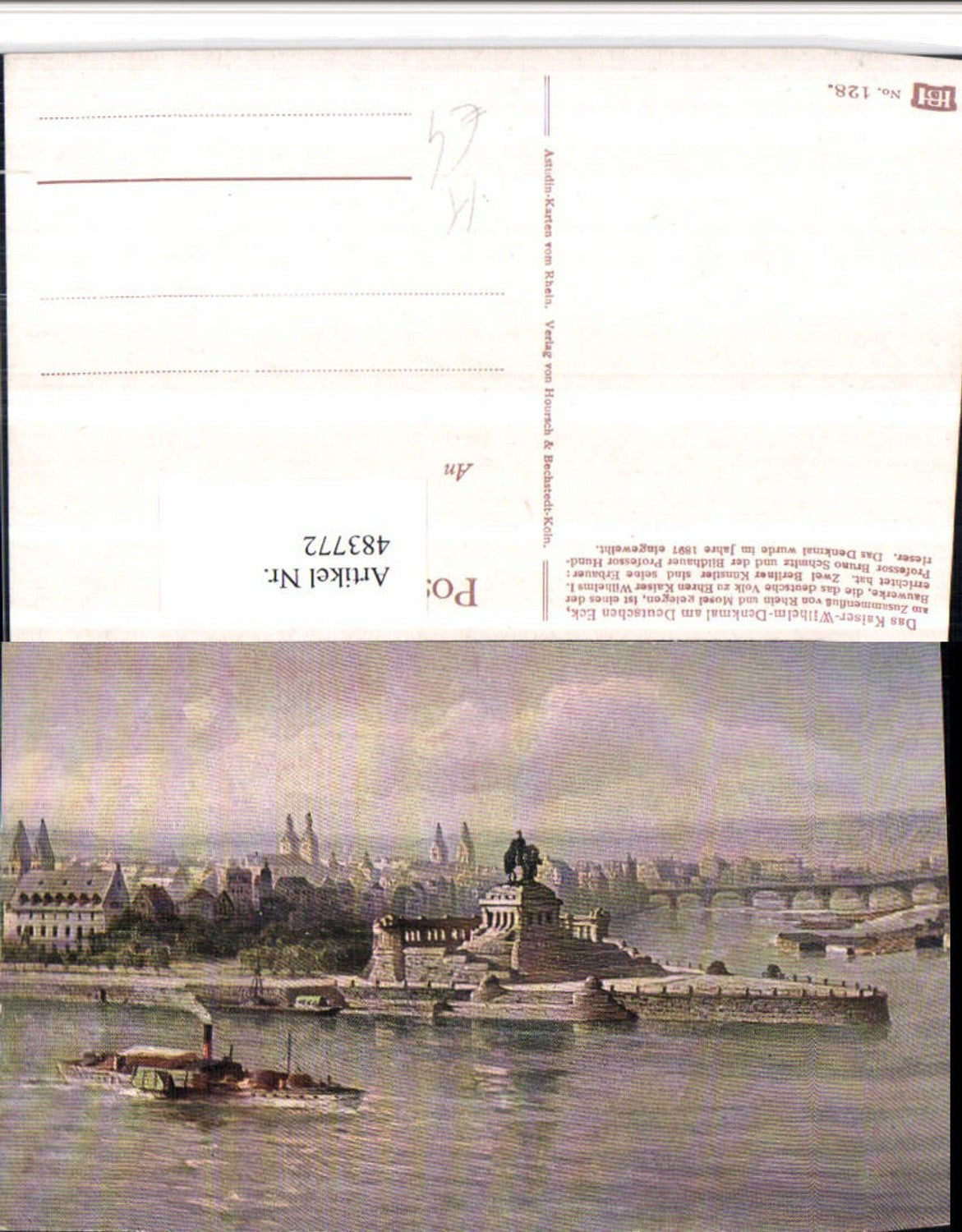 483772,Künstler AK Astudin Koblenz Kaiser Wilhelm-Denkmal am Deutschen Eck