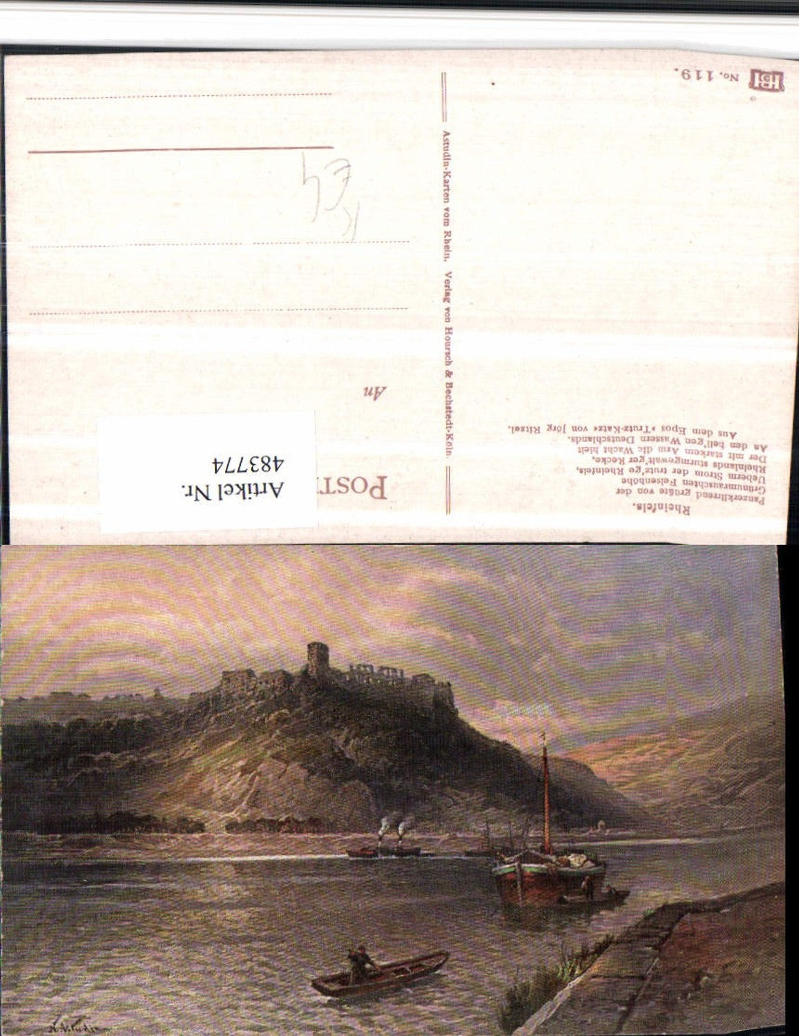 483774,Künstler AK Astudin Rheinfels Ruine b. St. Goar am Rhein