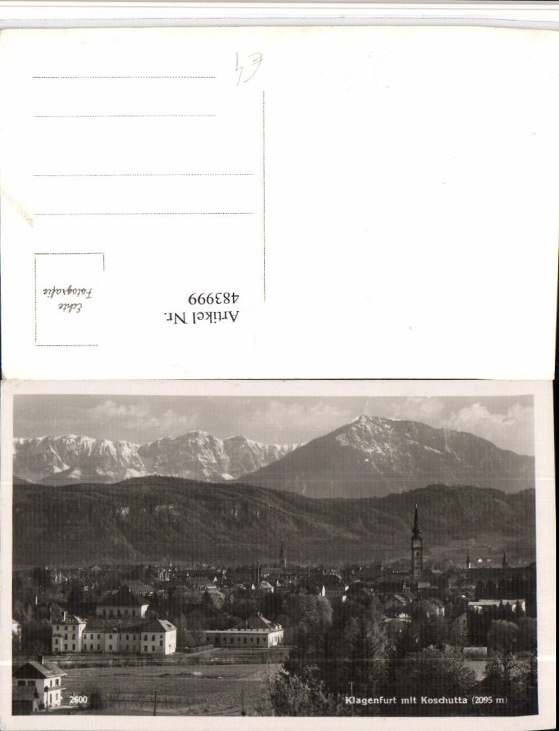483999,Klagenfurt am Wörthersee Teilansicht m. Koschutta Bergkulisse