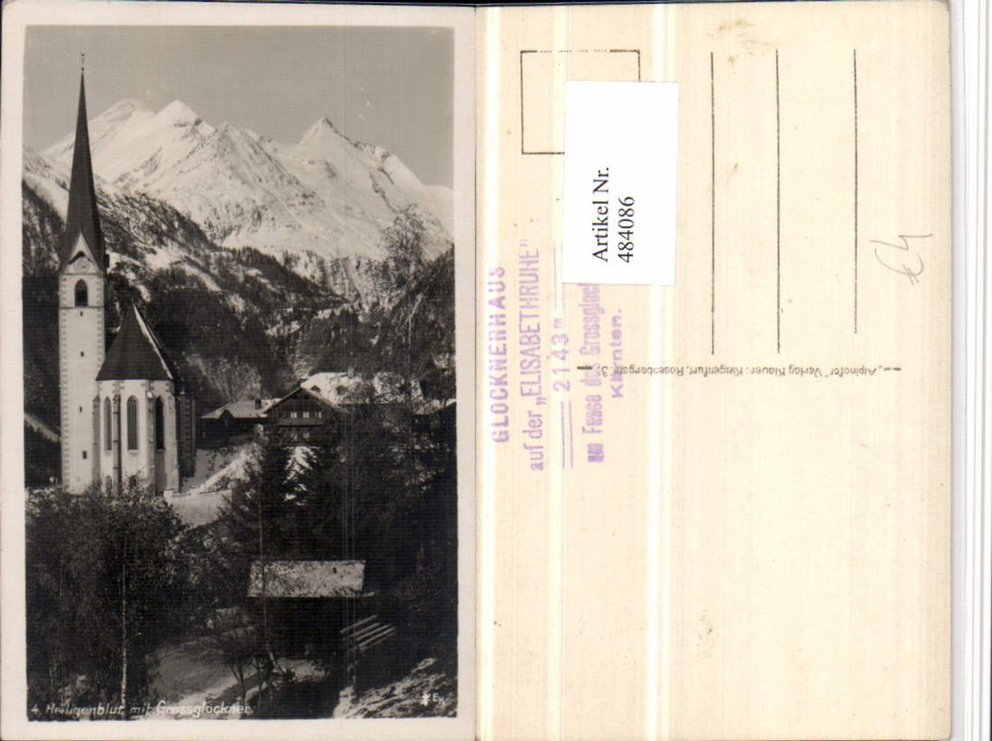 484086,Heiligenblut Kirche m. Großglockner Bergkulisse