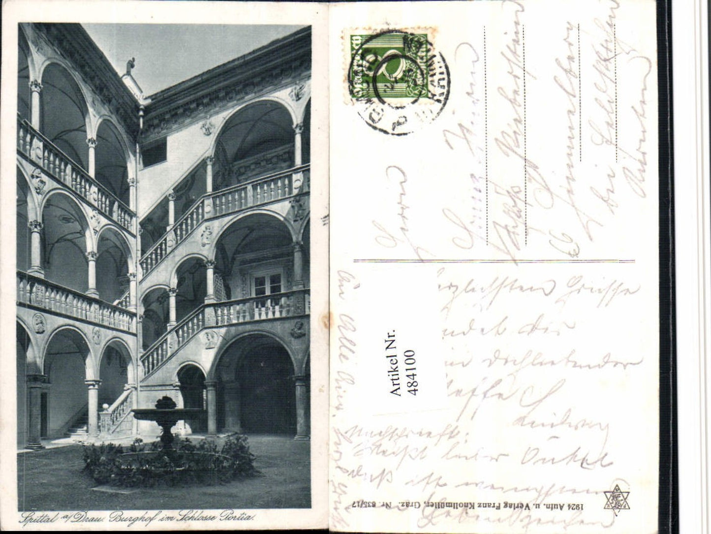 484100,Spittal an d. Drau Schloss Portia Burghof Brunnen Arkaden