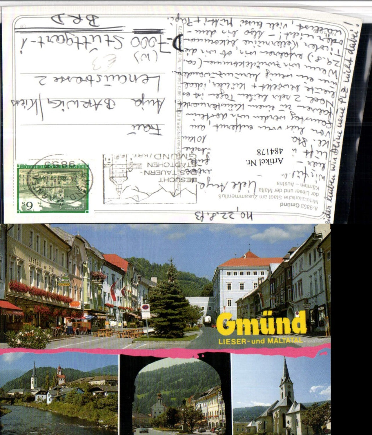 484178,Gmünd in Kärnten Teilansicht Kirche Gasthof Post Mehrbildkarte