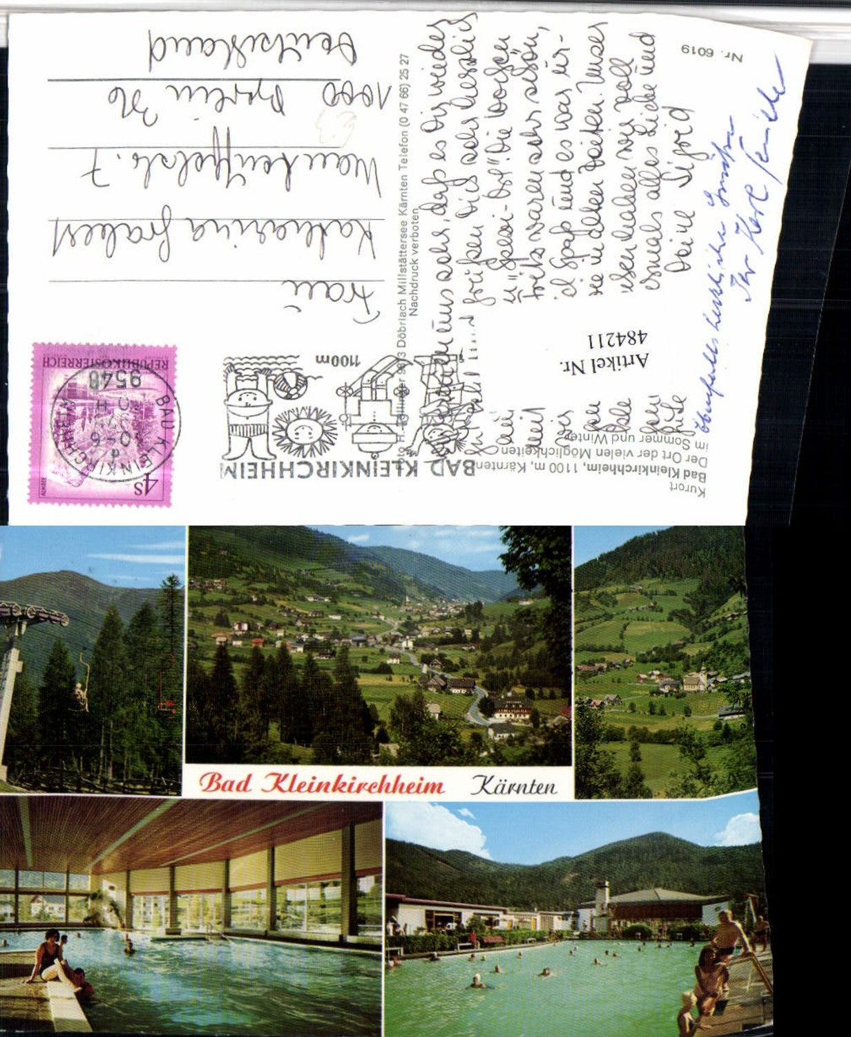 484211,Bad Kleinkirchheim Totale Sessellift Freibad Mehrbildkarte