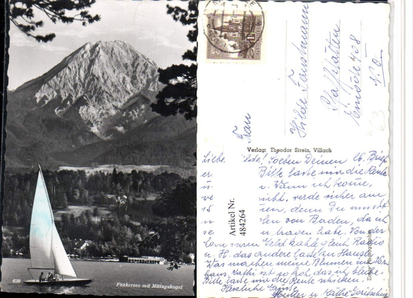 484264,Faakersee See b. Finkenstein Segelboot m. Mittagskogel Bergkulisse