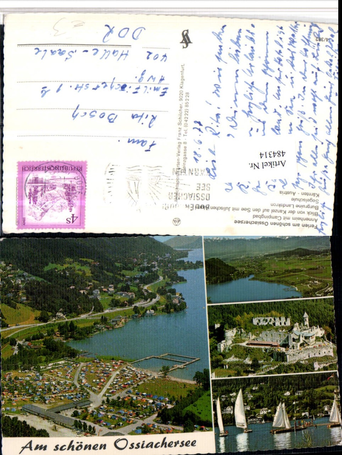 484314,Ossiachersee Camping Burgruine Landskron Segelboote Mehrbildkarte