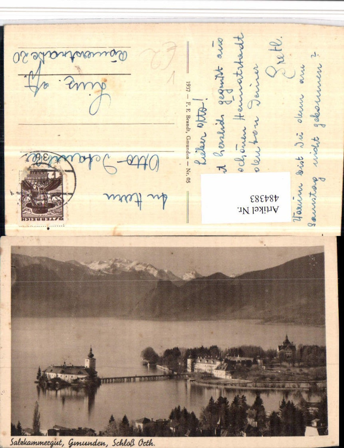 484383,Gmunden Schloss Orth Ort Bergkulisse pub F.E. Brandt 05