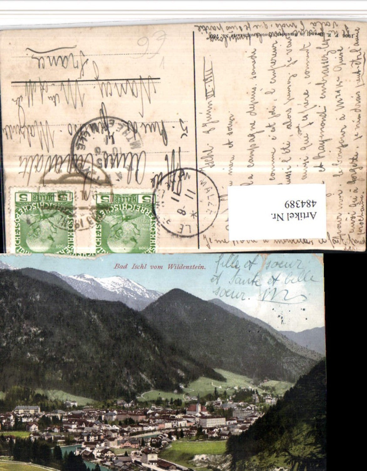 484389,Bad Ischl Totale v. Wildenstein Bergkulisse pub F.E. Brandt 760