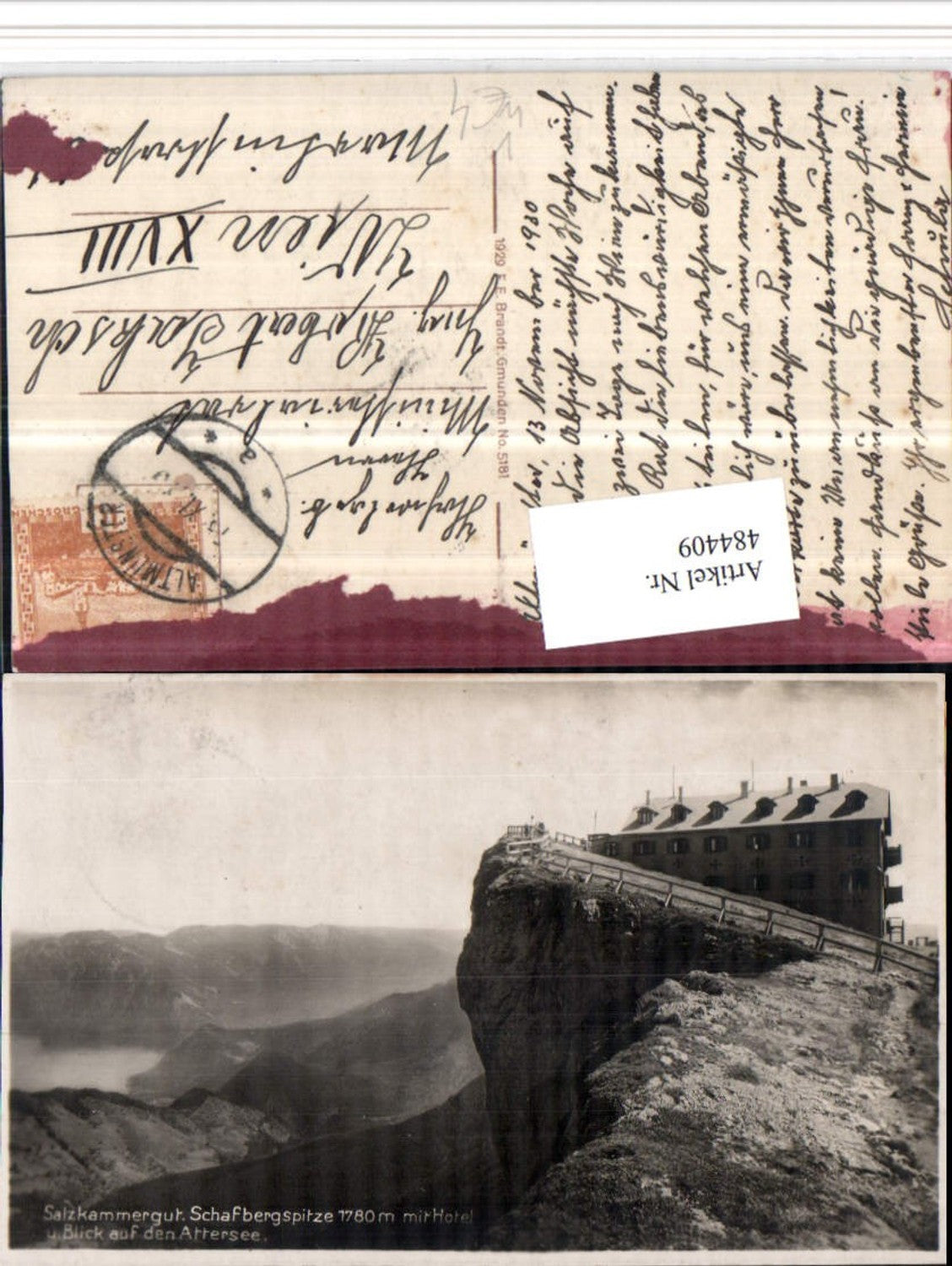 484409,Schafbergspitze b. St. Wolfgang geg. Attersee pub F.E. Brandt 5181