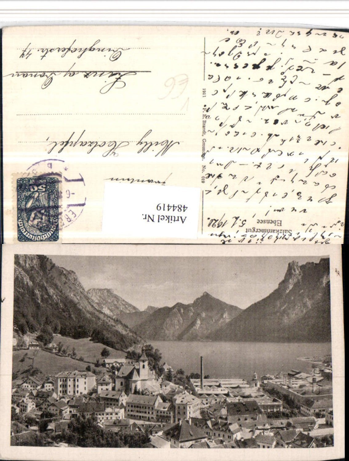 484419,Ebensee Totale Bergkulisse pub F.E. Brandt 019