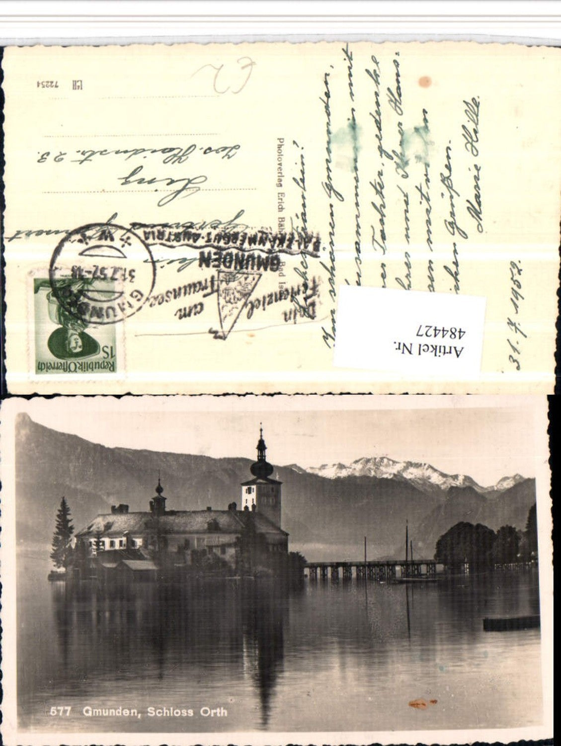 484427,Gmunden Schloss Orth Ort Bergkulisse