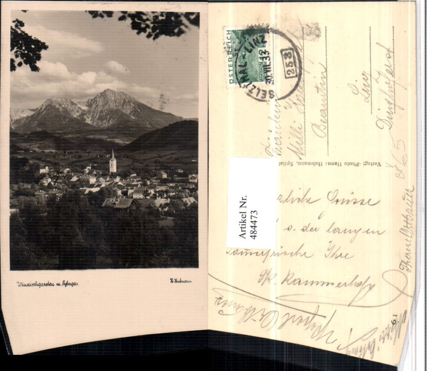 484473,Windischgarsten Totale m. Pyhrgas Bergkulisse Bahnpost Zug 253 pub Hubmann