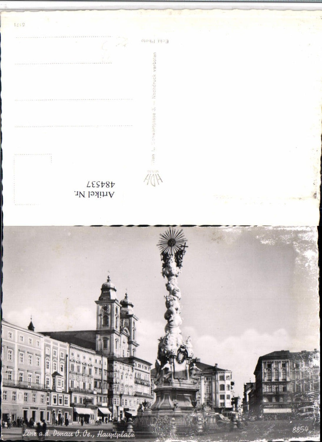 484537,Linz an d. Donau Hauptplatz Dreifaltigkeitssäule Kirche