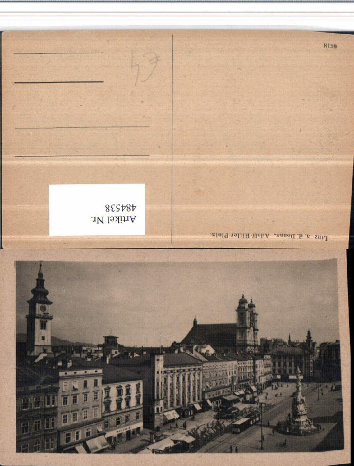 484538,Linz an d. Donau Hauptplatz Dreifaltigkeitssäule Kirche